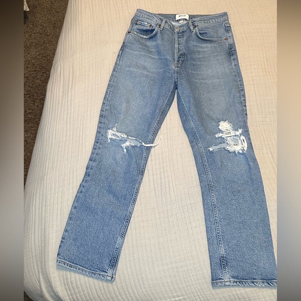 Agolde Light Blue Distressed Women Jeans RILEY size 27